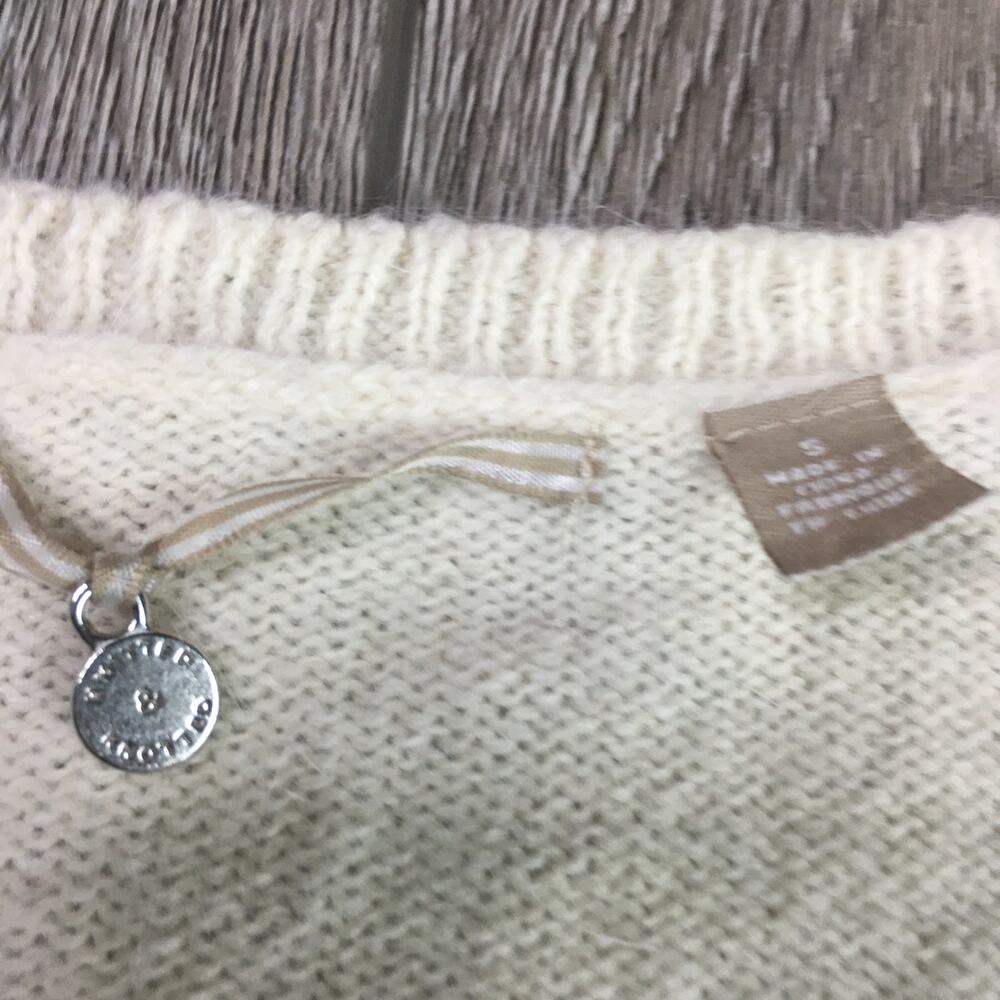 Anthropologie Knitted & Knotted Jewel ButtonCardigan Gray Cream Small Women S - Picture 3 of 12